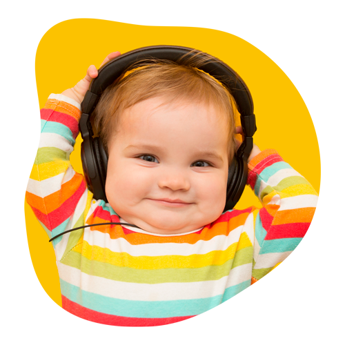 Bebê com fone de ouvido - Little Genius